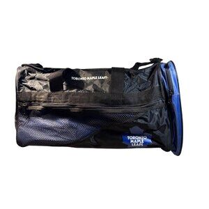 Toronto Maple Leafs Duffel Workout Bag Black Blue Mesh Pockets Zippers 20 x 10"